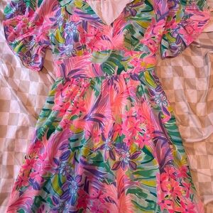 Lilly Pulitzer Pink and Green Floral mini dress
